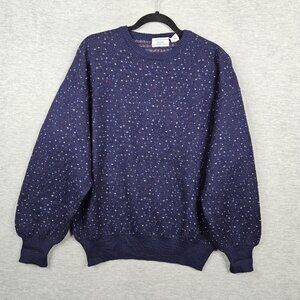 Axiom Men's Crew Neck Blue Pull over Long Sleeve Sweater Size L Made in Italy